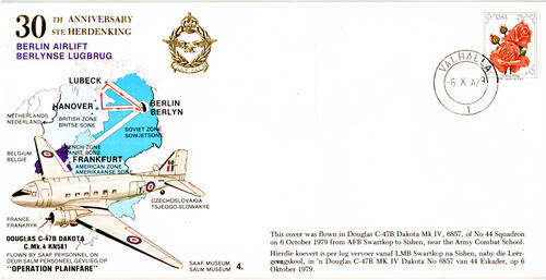 FLIGHT COVER SAAF #4 30th ANNIVERSARY BERLIN AIRLIFT -6/10/1979