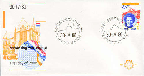 NETHERLANDS 1980 FIRST DAY COVER INSTALLATION OF QUEEN BEATRIX