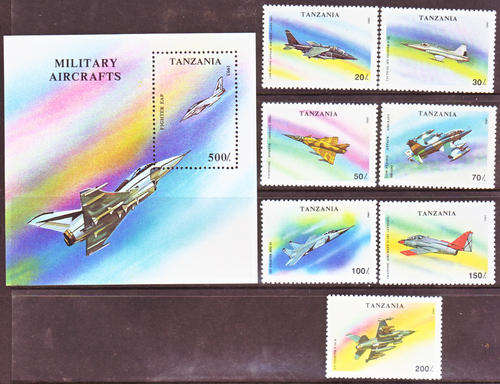 TANZANIA 1993 MILITARY AIRCRAFT COMPLETE UMM SET plus MINIATURE SHEET