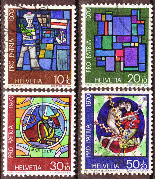 SWITZERLAND 1970 PRO PATRIA GLASS PAINTINGS COMPLETE USED SET SG#793/96