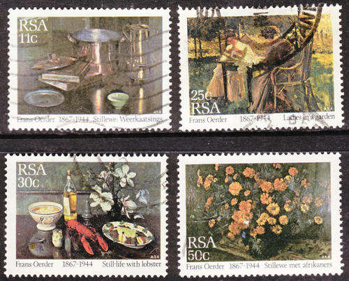 SOUTH AFRICA 1985 PAINTINGS FRANS DAVID OERDER COMPLETE Sc848-51 POSTAL USED SET 0320