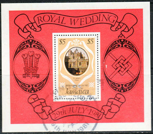 JAMAICA 1981 ROYAL WEDDING MINIATURE SHEET POSTALLY USED