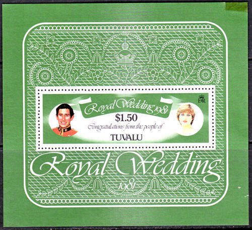 TUVALU 1981 ROYAL WEDDING LADY DIANA MINIATURE SHEET UNMOUNTED MINT