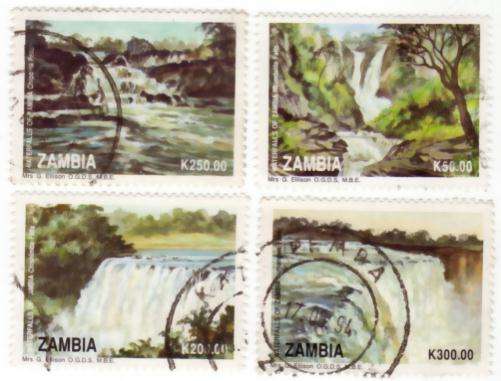 ZAMBIA 1993 WATERFALLS #717-20 COMPLETE USED SET