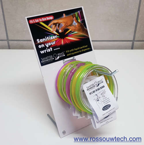 Become a Sanitise-O-Ring agent. Counter Stand + 10 x Refillable Hand Sanitiser Dispensing Bangles