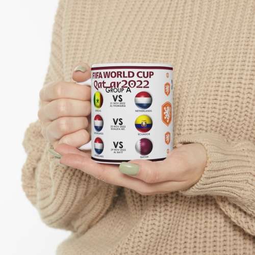 NETHERLANDS 2022 Soccer World Cup Mug, White (GROUP STAGES)