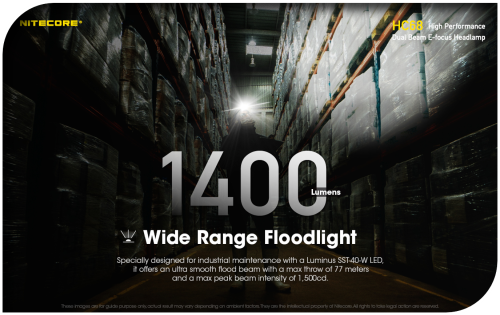 NITECORE HC68 (2000 Lumens) High Performance Duel Beam E-Focus Headlamp