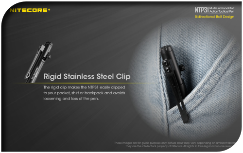 NITECORE NTP31 Aluminum Bolt Action Tactical Pen With Glass Breaker