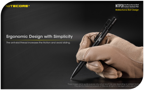 NITECORE NTP31 Aluminum Bolt Action Tactical Pen With Glass Breaker