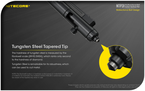 NITECORE NTP31 Aluminum Bolt Action Tactical Pen With Glass Breaker