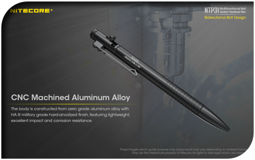 NITECORE NTP31 Aluminum Bolt Action Tactical Pen With Glass Breaker