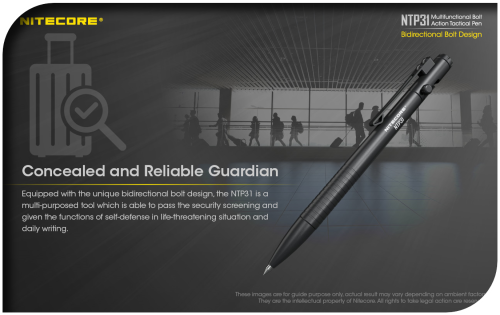 NITECORE NTP31 Aluminum Bolt Action Tactical Pen With Glass Breaker