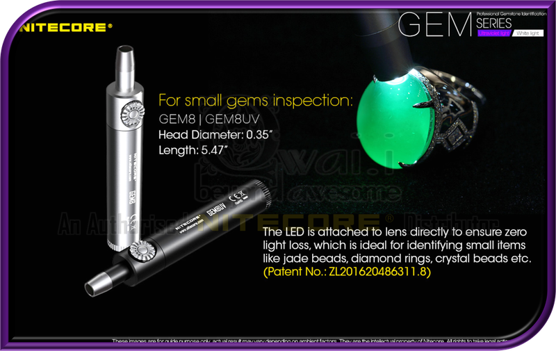 NITECORE GEM10UV Professional Gemstone Identification Ultraviolet Light (800 Lumens)