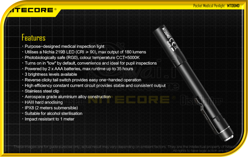 NITECORE MT06MD LED Pocket Medical Penlight (180 Lumens)