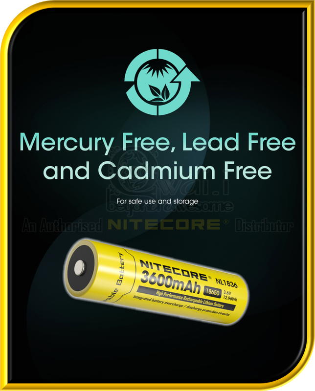 NITECORE NL1836 High-Performance Rechargeable 18650 Li-ion Battery (3,600mAh)
