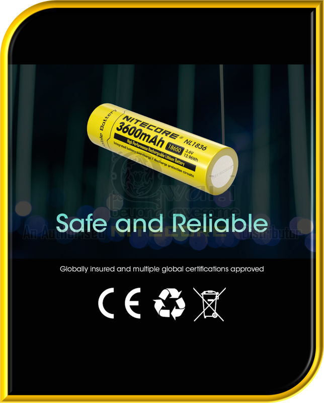 NITECORE NL1836 High-Performance Rechargeable 18650 Li-ion Battery (3,600mAh)