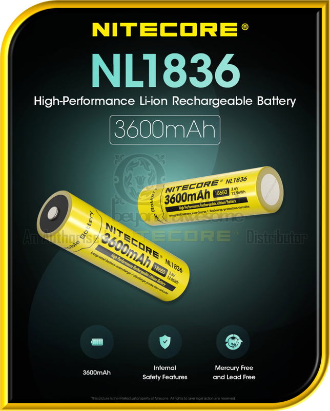 NITECORE NL1836 High-Performance Rechargeable 18650 Li-ion Battery (3,600mAh)