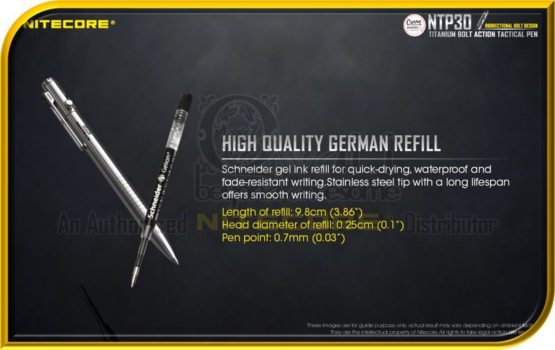 NITECORE NTP30 Titanium Bolt Action Tactical Pen (With Glass Breaker)