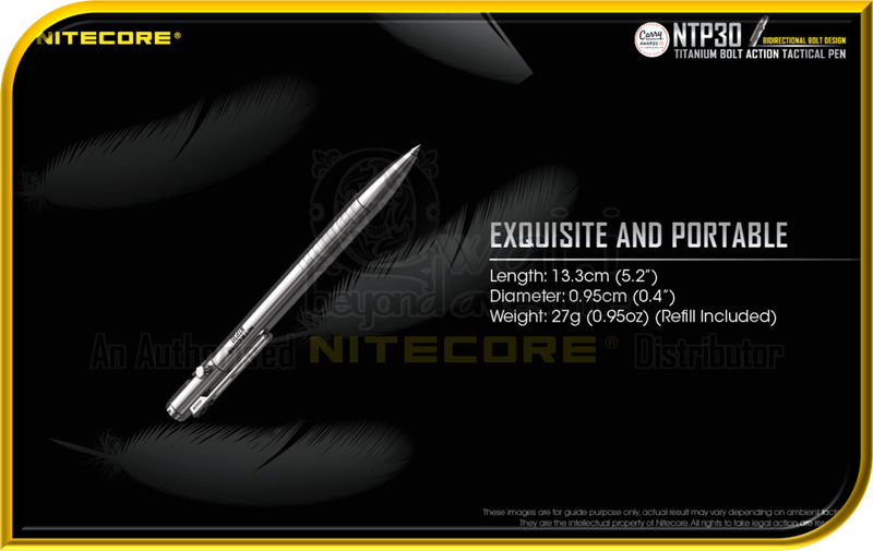 NITECORE NTP30 Titanium Bolt Action Tactical Pen (With Glass Breaker)