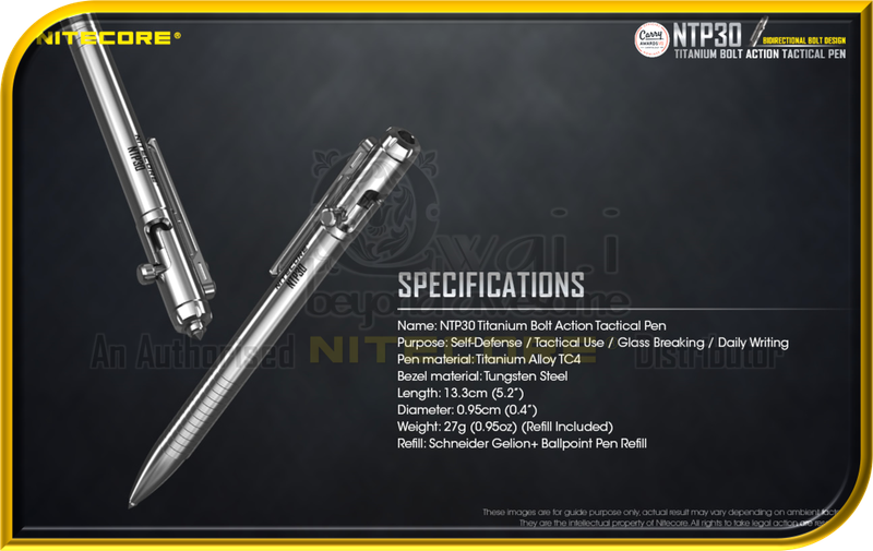 NITECORE NTP30 Titanium Bolt Action Tactical Pen (With Glass Breaker)