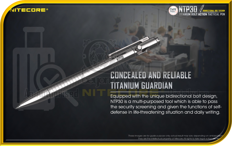 NITECORE NTP30 Titanium Bolt Action Tactical Pen (With Glass Breaker)