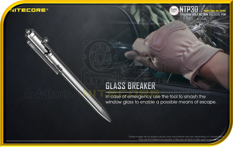 NITECORE NTP30 Titanium Bolt Action Tactical Pen (With Glass Breaker)