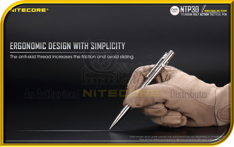 NITECORE NTP30 Titanium Bolt Action Tactical Pen (With Glass Breaker)