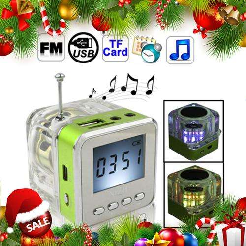 Portable Micro SD/TF Mini Speaker Music MP3/4 Player USB Disk FM Radio / GREEN - CHRISTMAS SPECIAL