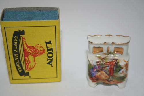 Rare Miniature collectors treat - Limoges miniature sideboard with romantic scene and gold lustre