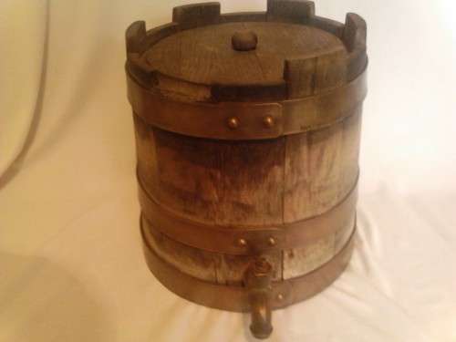 Old wooden wine holder, with brass tap, nice piece for collection!!