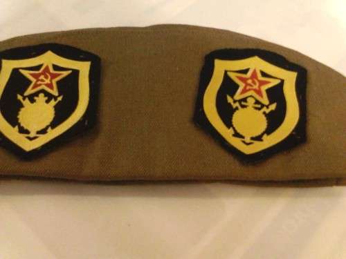 RUSSIAN MILITARY CEREMONIAL UNIFORM HAT, WITH MILITARY BADGES OF ACHIEVEMENTS, GREAT COLLECTORS ITEM
