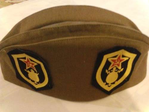 RUSSIAN MILITARY CEREMONIAL UNIFORM HAT, WITH MILITARY BADGES OF ACHIEVEMENTS, GREAT COLLECTORS ITEM