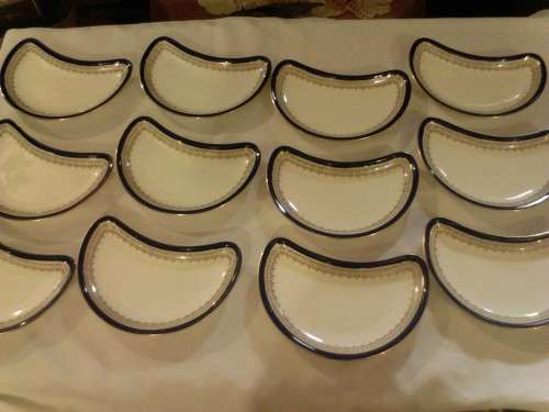 VERY SCARCE HALF MOON PORCELAIN PLATES BY MAPLE & Co LIMO (CAULDON WARE LONDON) WOW!!!!