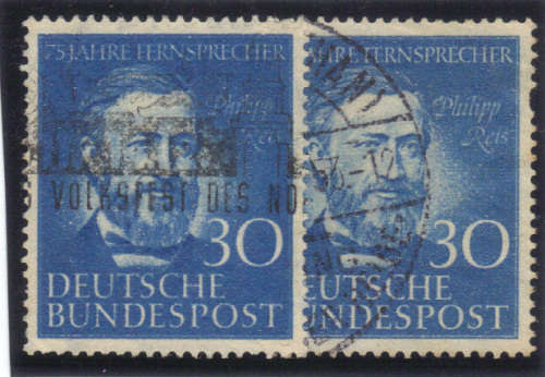 GERMANY 1952, GERMAN TELEPHONE SERVICE, SG.1087 x 2 FINE USED, CAT. VALUE R850+