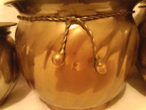 SCARCE & BEAUTIFUL ANTIQUE BRASS FLOWER POTS(3 x DIFFERENT SIZES), STUNNING CONDITION, SEE BELOW!!!