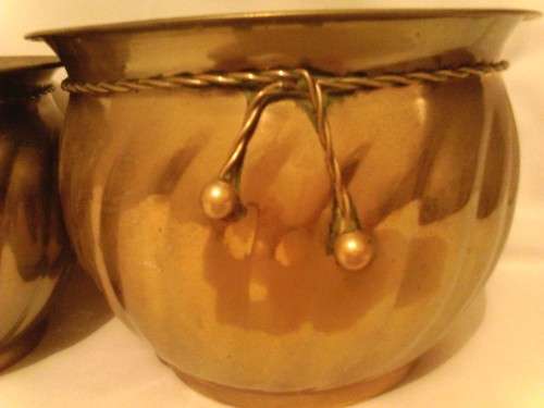 SCARCE & BEAUTIFUL ANTIQUE BRASS FLOWER POTS(3 x DIFFERENT SIZES), STUNNING CONDITION, SEE BELOW!!!
