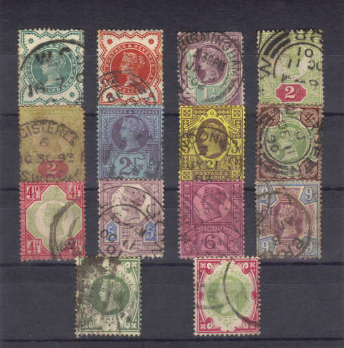 GB. Q/VIC. 1887-1900, NICE USED, INCLUDING SCARCE 2d-GREEN & SCARLET, CV. R10200+, SEE BELOW