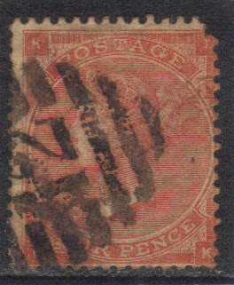 GB. QUEEN-VIC. 1862, 4d USED, SG. 80, PALE RED, SG. CAT. VALUE R2000.