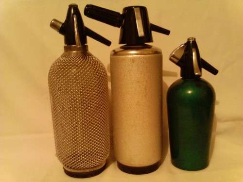 3 x VINTAGE "SODA SELTZER DISPENSER SYPHONS" 1940-50's, ITEMS WITH GOOD COLLECTION VALUE, READ BELOW