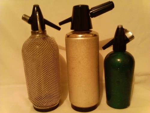 3 x VINTAGE "SODA SELTZER DISPENSER SYPHONS" 1940-50's, ITEMS WITH GOOD COLLECTION VALUE, READ BELOW