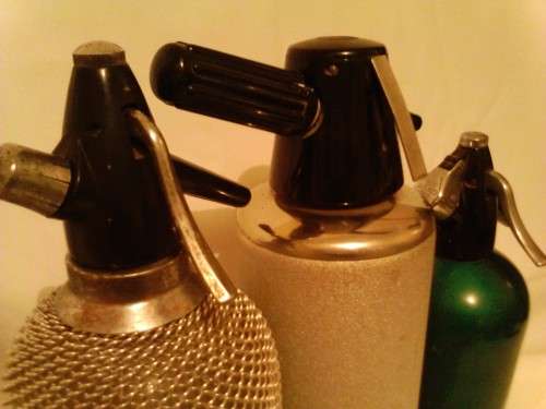 3 x VINTAGE "SODA SELTZER DISPENSER SYPHONS" 1940-50's, ITEMS WITH GOOD COLLECTION VALUE, READ BELOW