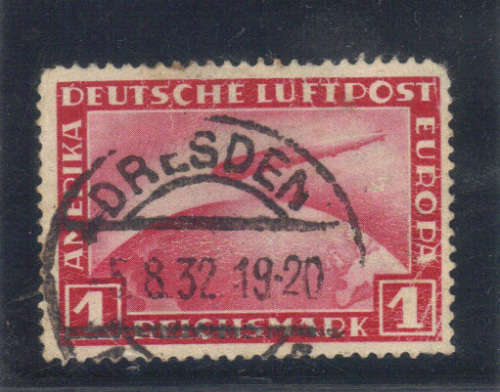 GERMANY 1928 SCARCE "AIR" USED 1m, SG. 443, CAT. VALUE R670.