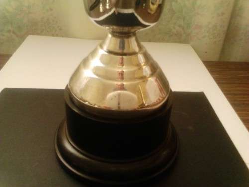 BEAUTIFUL UNUSED SILVER PLATED TROPHY, WITH GOOD VALUE, SEE BELOW.