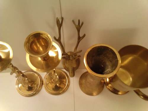 NICE LOT OF BEAUTIFUL VINTAGE BRASS ITEMS (FOR ONE BID), SOLD AS PER SCANS, SEE BELOW.