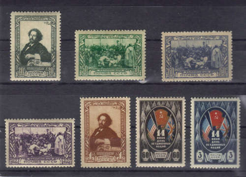 1944 USSR -  ''ALLIED NATIONS DAY & 100th ANNIV. OF REPIN'' UMM SETS, CAT. VALUE R700+ ,SEE BELOW.