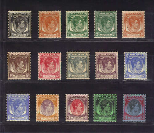 MALAYA-STRAITS SETTLEMENTS 1937-41 PART SET TO 1 DOLLAR- LMM-MM, CAT.VALUE R5360 MINT, SEE BELOW.