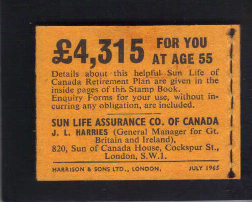 1965 GB. 2 SHILLING STAMP BOOKLET IN GREAT COND. AND COMPLETE,(2x 1d, 2x 3d & 4x 4d )  ,SEE BELOW.