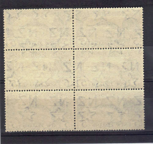 NEW ZEALAND 1936-42- SG. 584, SUPERB UMM 5d. BLOCK OF 6, CAT. VALUE R3240 -SEE SCANS