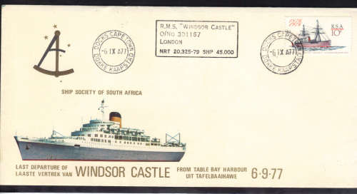 1977 RMS ''WINDSOR CASTLE'' COVERS WITH VERIETY,'' 1 x PURPLE BOW, 1 x GREY BOW''.- SEE BELOW.