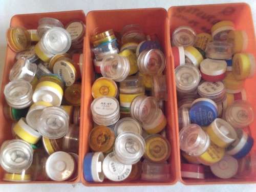 155 x UNUSED WATCH BALANCE WHEELS IN CAPSULES, GOOD VALUE- READ BELOW.